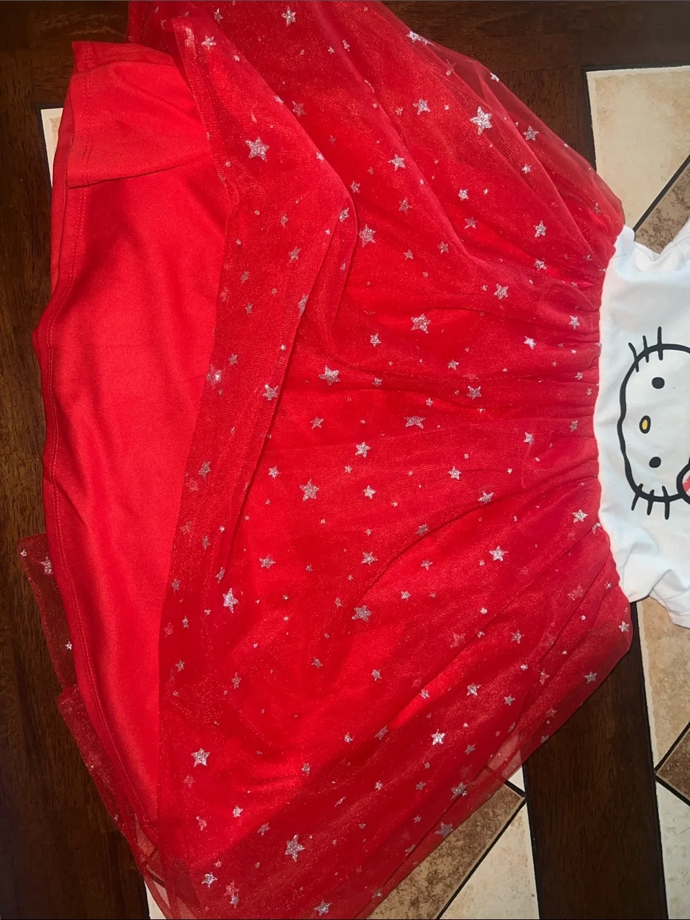 Hello Kitty White & Red Star Tulle Dress for Girls